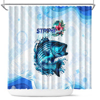 Striped Bass Whisperer Shower Curtain Tropical Wave Fishing Design - Wonder Print Shop