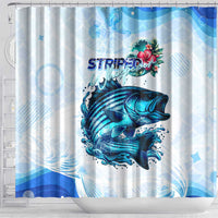 Striped Bass Whisperer Shower Curtain Tropical Wave Fishing Design - Wonder Print Shop