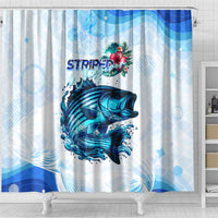 Striped Bass Whisperer Shower Curtain Tropical Wave Fishing Design - Wonder Print Shop