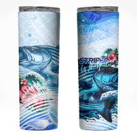 Striped Bass Whisperer Skinny Tumbler Tropical Wave Fishing Design - Wonder Print Shop