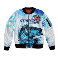 Striped Bass Whisperer Sleeve Zip Bomber Jacket Tropical Wave Fishing Design - Wonder Print Shop