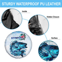 Striped Bass Whisperer Spare Tire Cover Tropical Wave Fishing Design - Wonder Print Shop