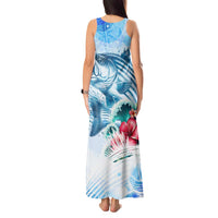 Striped Bass Whisperer Tank Maxi Dress Tropical Wave Fishing Design - Wonder Print Shop