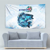 Striped Bass Whisperer Tapestry Tropical Wave Fishing Design - Wonder Print Shop