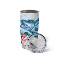 Striped Bass Whisperer Tumbler Cup Tropical Wave Fishing Design - Wonder Print Shop