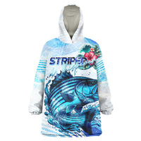 Striped Bass Whisperer Wearable Blanket Hoodie Tropical Wave Fishing Design - Wonder Print Shop