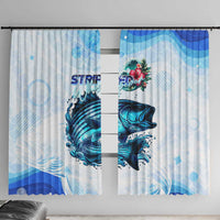 Striped Bass Whisperer Window Curtain Tropical Wave Fishing Design - Wonder Print Shop