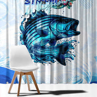 Striped Bass Whisperer Window Curtain Tropical Wave Fishing Design - Wonder Print Shop
