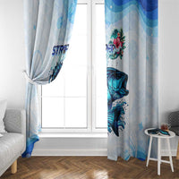 Striped Bass Whisperer Window Curtain Tropical Wave Fishing Design - Wonder Print Shop