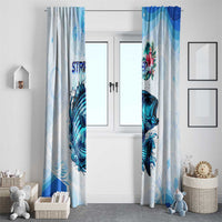 Striped Bass Whisperer Window Curtain Tropical Wave Fishing Design - Wonder Print Shop