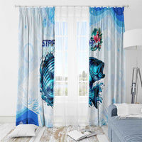 Striped Bass Whisperer Window Curtain Tropical Wave Fishing Design - Wonder Print Shop