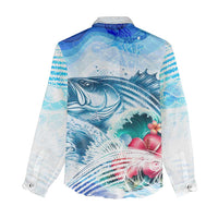 Striped Bass Whisperer Women Casual Shirt Tropical Wave Fishing Design - Wonder Print Shop