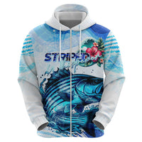 Striped Bass Whisperer Zip Hoodie Tropical Wave Fishing Design - Wonder Print Shop