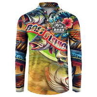Bass Fishing Button Sweatshirt Tropical Explosion Angler Design - Wonder Print Shop