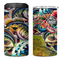 Bass Fishing 4 in 1 Can Cooler Tumbler Tropical Explosion Angler Design - Wonder Print Shop