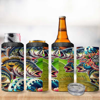Bass Fishing 4 in 1 Can Cooler Tumbler Tropical Explosion Angler Design - Wonder Print Shop