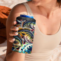 Bass Fishing 4 in 1 Can Cooler Tumbler Tropical Explosion Angler Design - Wonder Print Shop