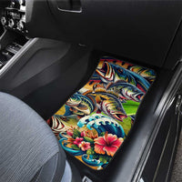 Bass Fishing Car Mats Tropical Explosion Angler Design - Wonder Print Shop