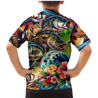 Bass Fishing Family Matching Mermaid Dress and Hawaiian Shirt Tropical Explosion Angler Design - Wonder Print Shop