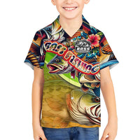 Bass Fishing Family Matching Short Sleeve Bodycon Dress and Hawaiian Shirt Tropical Explosion Angler Design - Wonder Print Shop