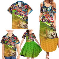 Bass Fishing Family Matching Summer Maxi Dress and Hawaiian Shirt Tropical Explosion Angler Design - Wonder Print Shop