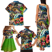 Bass Fishing Family Matching Tank Maxi Dress and Hawaiian Shirt Tropical Explosion Angler Design - Wonder Print Shop