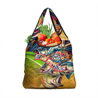 Bass Fishing Grocery Bag Tropical Explosion Angler Design - Wonder Print Shop