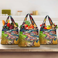 Bass Fishing Grocery Bag Tropical Explosion Angler Design - Wonder Print Shop