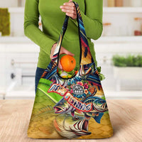 Bass Fishing Grocery Bag Tropical Explosion Angler Design - Wonder Print Shop