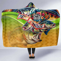 Bass Fishing Hooded Blanket Tropical Explosion Angler Design - Wonder Print Shop