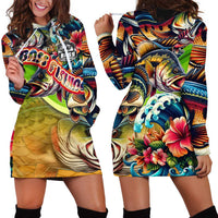 Bass Fishing Hoodie Dress Tropical Explosion Angler Design - Wonder Print Shop