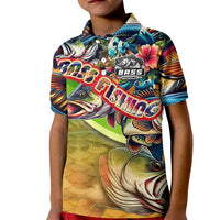 Bass Fishing Kid Polo Shirt Tropical Explosion Angler Design - Wonder Print Shop