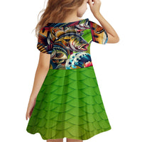 Bass Fishing Kid Short Sleeve Dress Tropical Explosion Angler Design - Wonder Print Shop