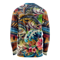 Bass Fishing Long Sleeve Shirt Tropical Explosion Angler Design - Wonder Print Shop