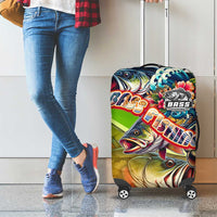 Bass Fishing Luggage Cover Tropical Explosion Angler Design - Wonder Print Shop