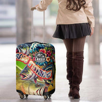 Bass Fishing Luggage Cover Tropical Explosion Angler Design - Wonder Print Shop