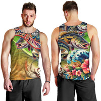 Bass Fishing Men Tank Top Tropical Explosion Angler Design - Wonder Print Shop