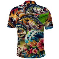 Bass Fishing Polo Shirt Tropical Explosion Angler Design - Wonder Print Shop