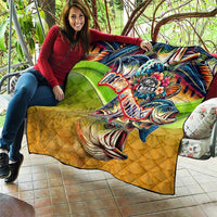 Bass Fishing Quilt Tropical Explosion Angler Design - Wonder Print Shop