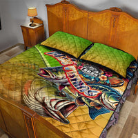 Bass Fishing Quilt Bed Set Tropical Explosion Angler Design - Wonder Print Shop