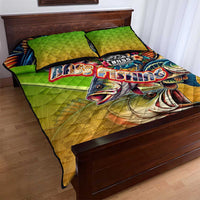 Bass Fishing Quilt Bed Set Tropical Explosion Angler Design - Wonder Print Shop