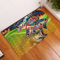 Bass Fishing Rubber Doormat Tropical Explosion Angler Design - Wonder Print Shop