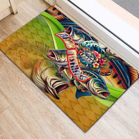 Bass Fishing Rubber Doormat Tropical Explosion Angler Design - Wonder Print Shop