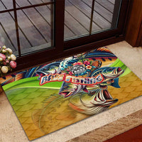 Bass Fishing Rubber Doormat Tropical Explosion Angler Design - Wonder Print Shop