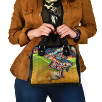 Bass Fishing Shoulder Handbag Tropical Explosion Angler Design - Wonder Print Shop