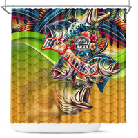 Bass Fishing Shower Curtain Tropical Explosion Angler Design - Wonder Print Shop