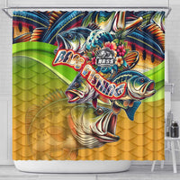 Bass Fishing Shower Curtain Tropical Explosion Angler Design - Wonder Print Shop