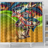 Bass Fishing Shower Curtain Tropical Explosion Angler Design - Wonder Print Shop