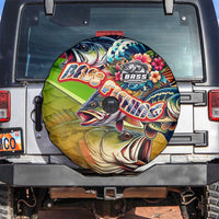 Bass Fishing Spare Tire Cover Tropical Explosion Angler Design - Wonder Print Shop