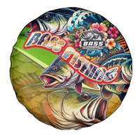 Bass Fishing Spare Tire Cover Tropical Explosion Angler Design - Wonder Print Shop